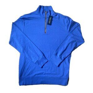 Polo Ralph Lauren Golf Indigo Blue Fine Gauge Terry Half-Zip Blue Sweater Medium